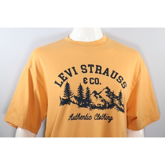 Levi's Women's XS Golden Yellow Camp Graphic T-Shirt 100% Cotton Boxy Fit Tee - Picture 2 of 8